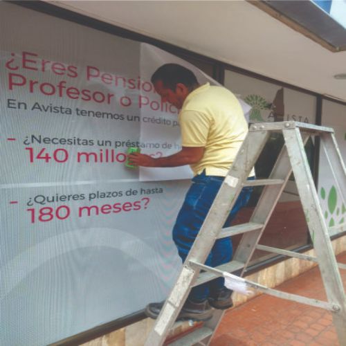 Siem Editores diseño, impresion, instalaicon de vinilos microperforados en Cali, Enviamos e Instalamos a nivel nacional